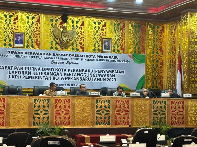 DPRD Gelar Paripurna Penyampaian LKPj Pemerintah Kota Pekanbaru Tahun 2023